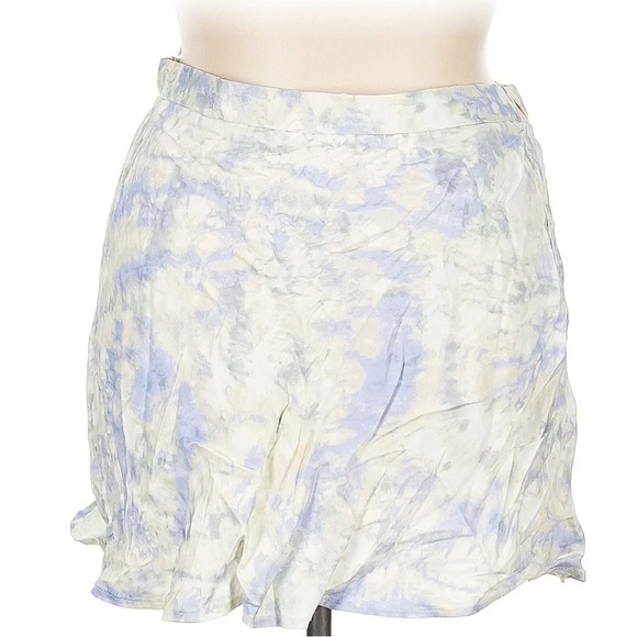 Zara Tie Dye Print Satin Mini Skirt purple Watercolor Marble print New - Picture 2 of 5